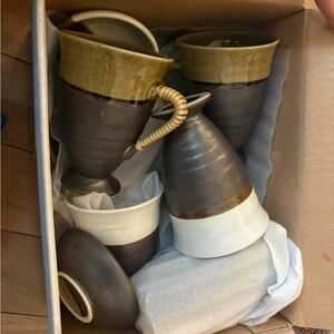 Set of Japanese Ceramic Mugs with Saucer